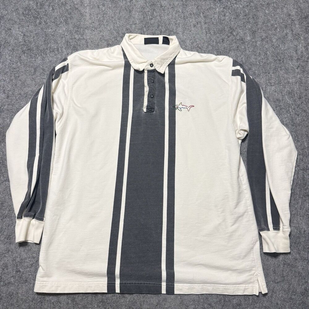 Vintage 90s Greg Norman Attack Life Rugby Polo Shirt XL Panel Back Big Graphic